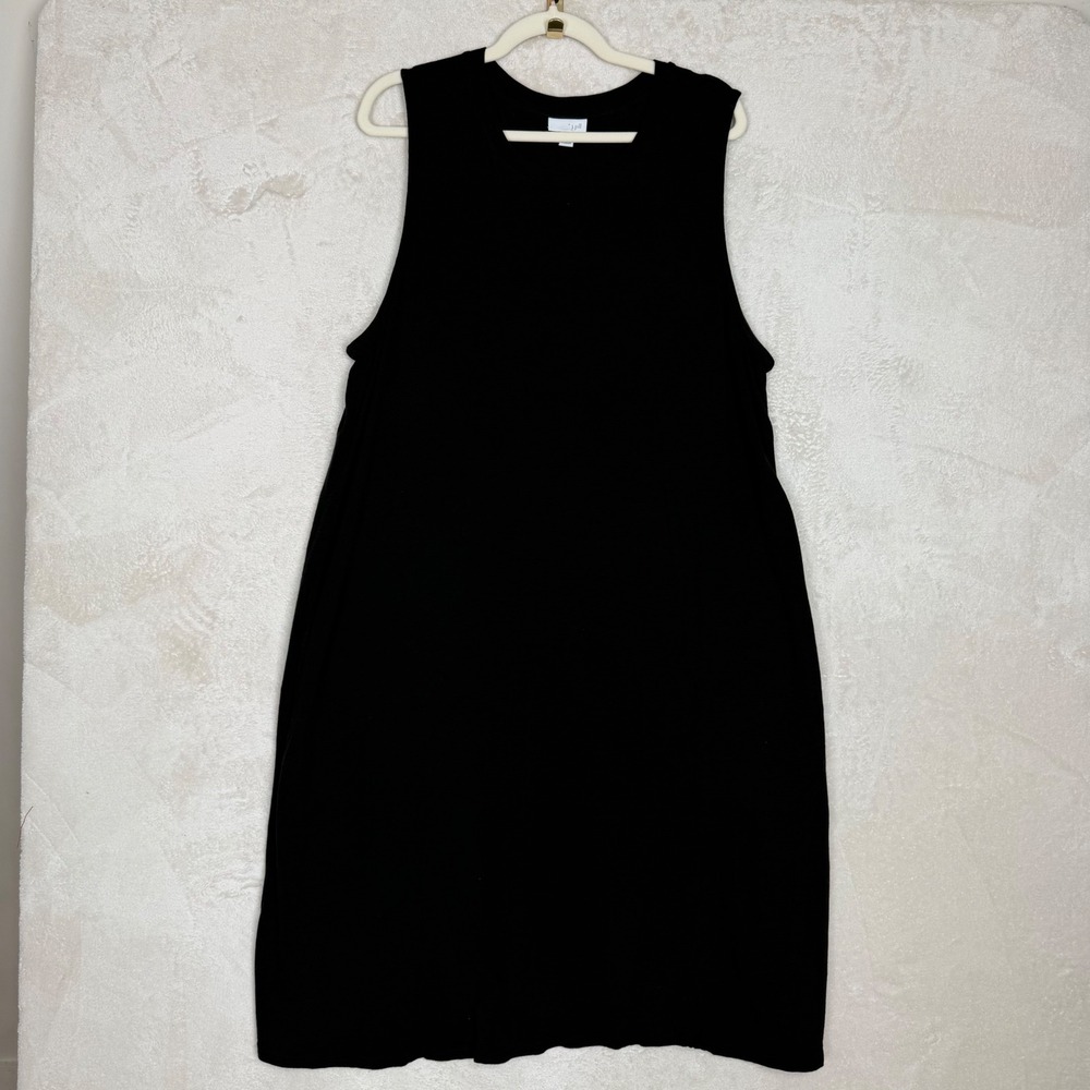 J. Jill Black Sleeveless Slub Knit A-Line Pocket Dress Womens 2X Plus Size